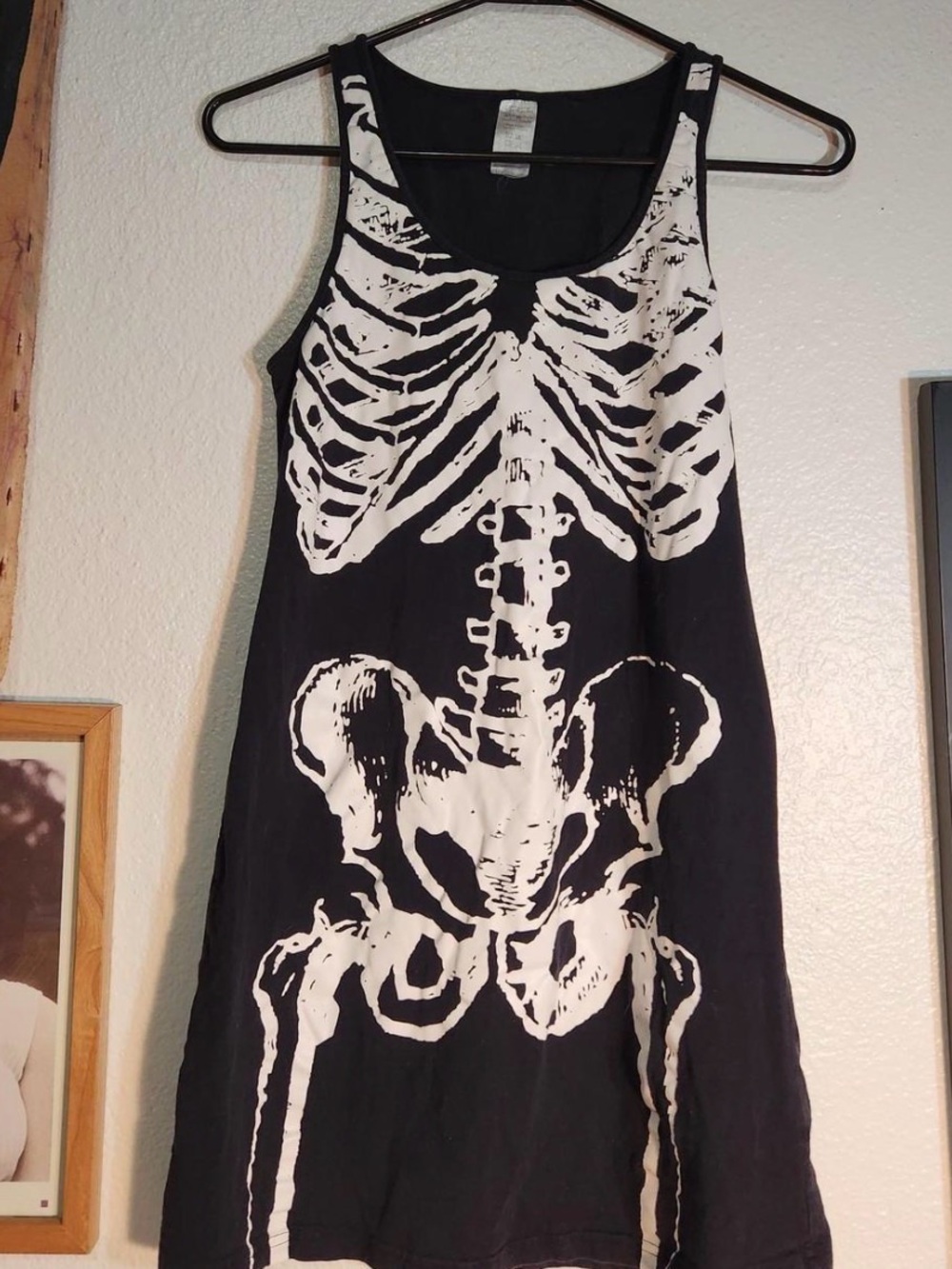 Black & White Skeleton Print Tank Dress
